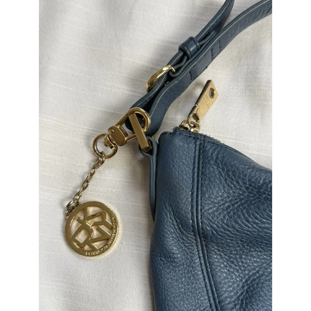 DKNY Donna Karen New York Pebble Leather Ocean Blue Hobo Shoulder Bag